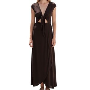ivan silk dress reformation Reformation Ivan Silk Dress - Brown